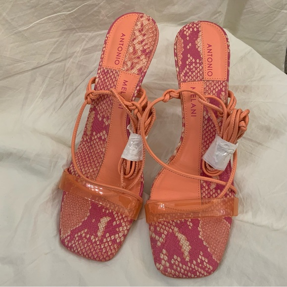 Antonio Melani Barden Lace-Up Dress Sandals 
Citrus Peach 7.5M or 10M New - Picture 11 of 12